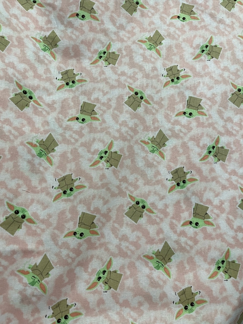 Pink Star Wars Yoda cotton fabric 40”x40”